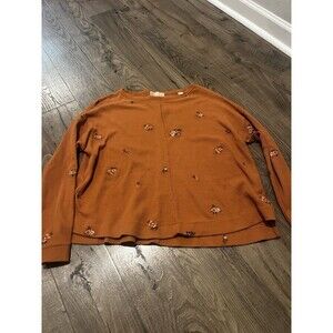 Altar’d State Waffle Knit Top with Floral Embroidery – Size XS